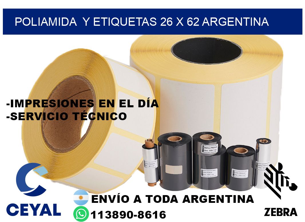 Poliamida  y etiquetas 26 x 62 argentina