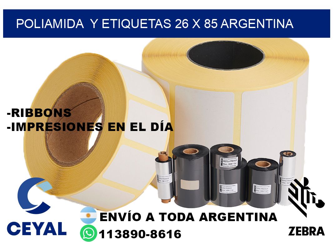 Poliamida  y etiquetas 26 x 85 argentina
