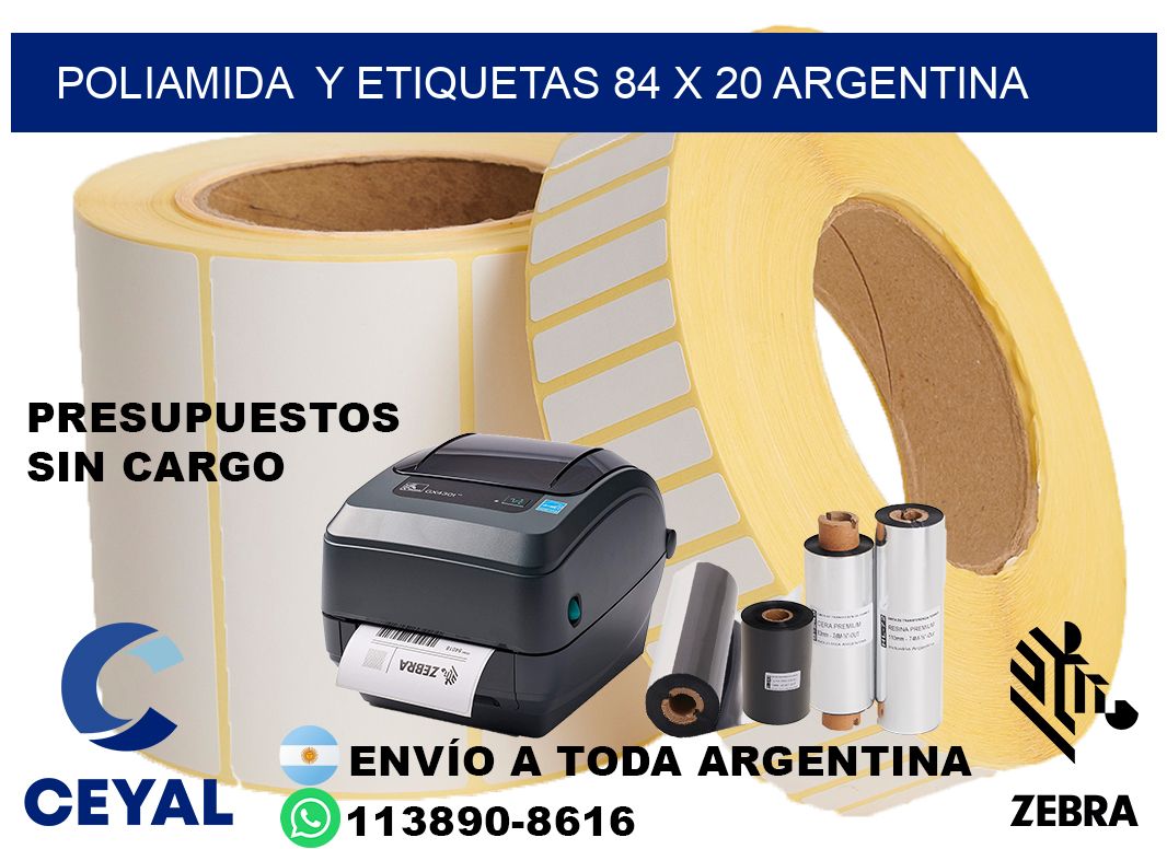 Poliamida  y etiquetas 84 x 20 argentina