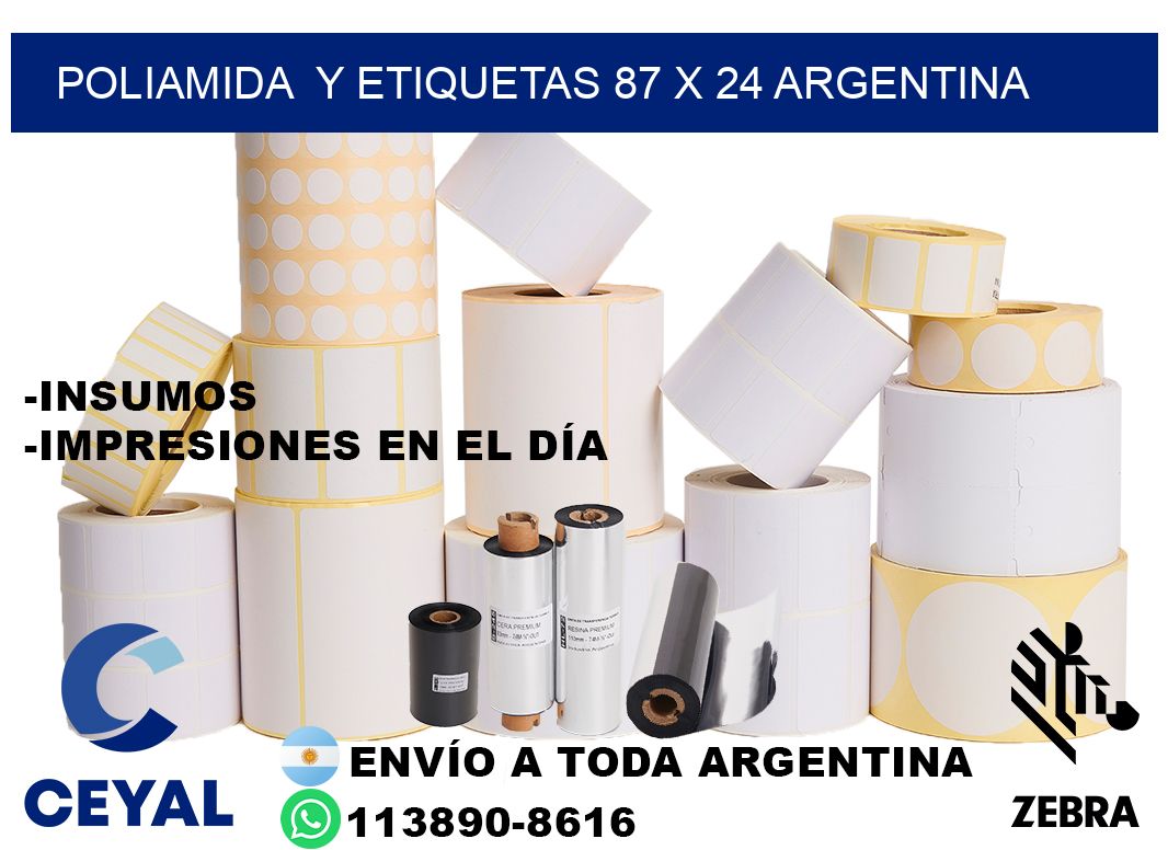 Poliamida y etiquetas 87 x 24 argentina