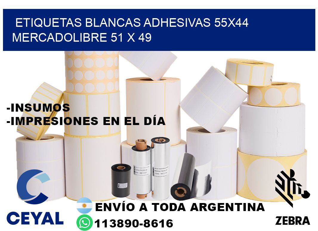 etiquetas blancas adhesivas 55x44 mercadolibre 51 x 49