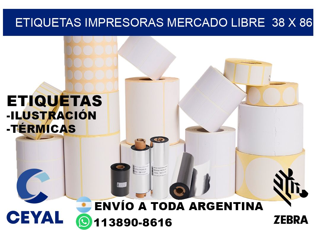 etiquetas impresoras mercado libre  38 x 86