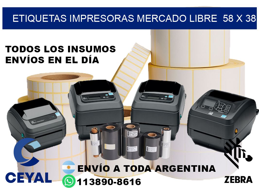 etiquetas impresoras mercado libre  58 x 38