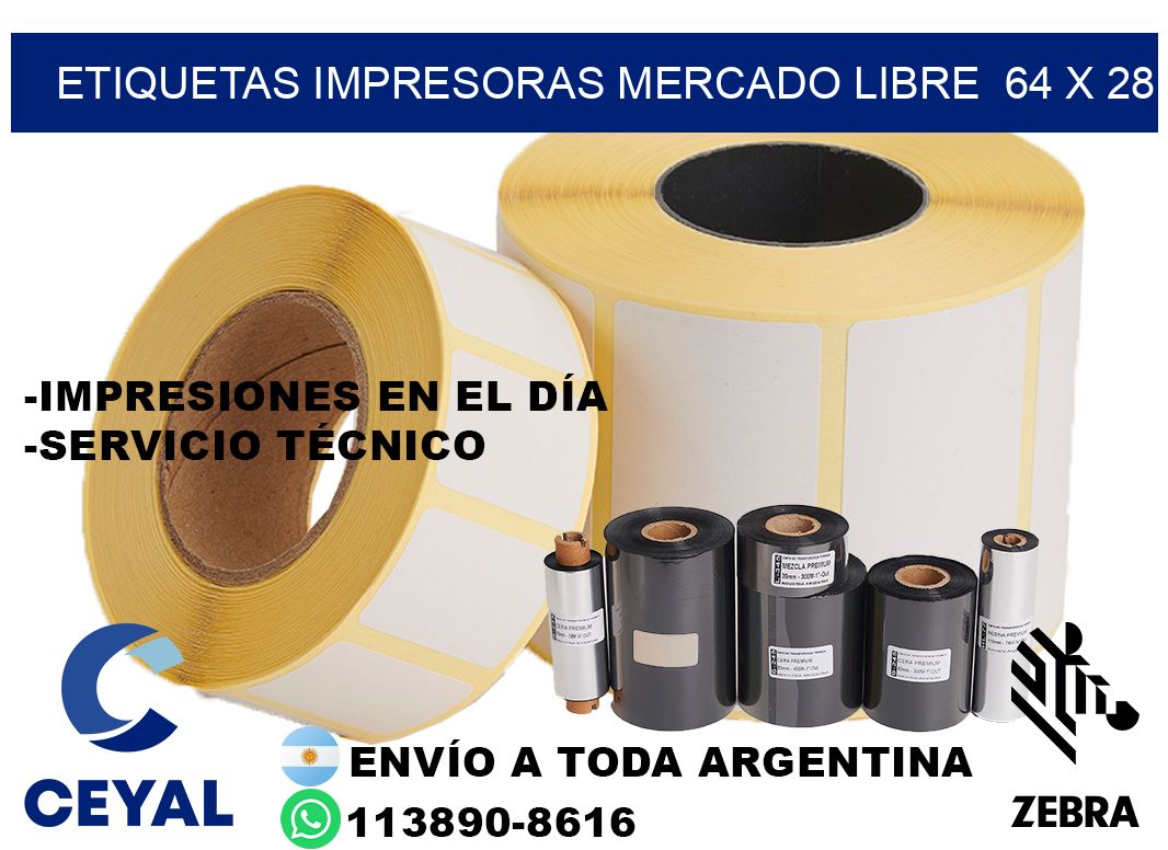 etiquetas impresoras mercado libre  64 x 28