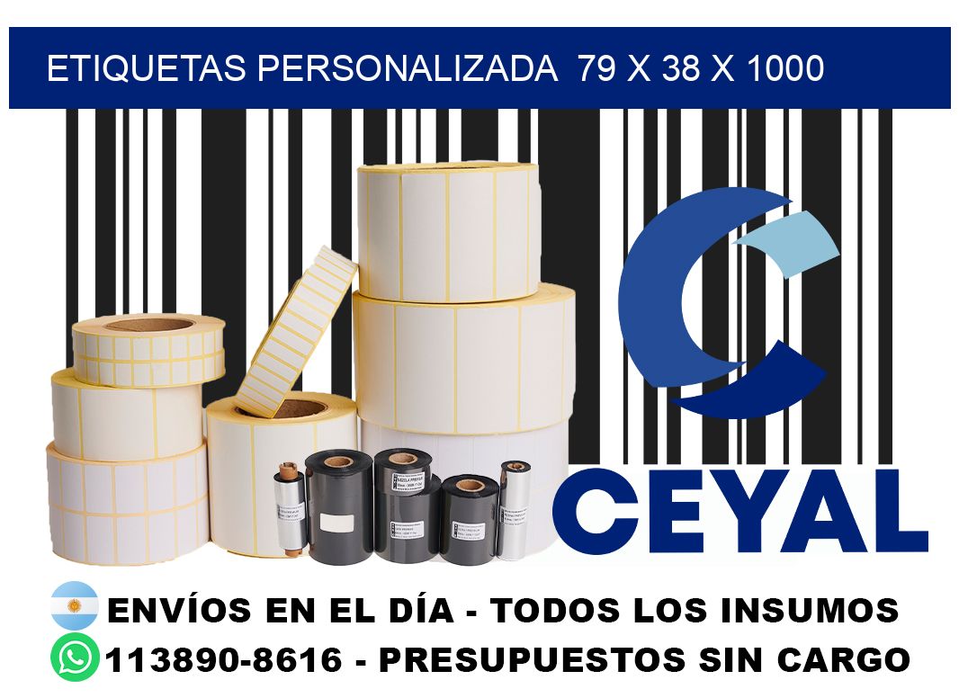 etiquetas personalizada  79 x 38 x 1000