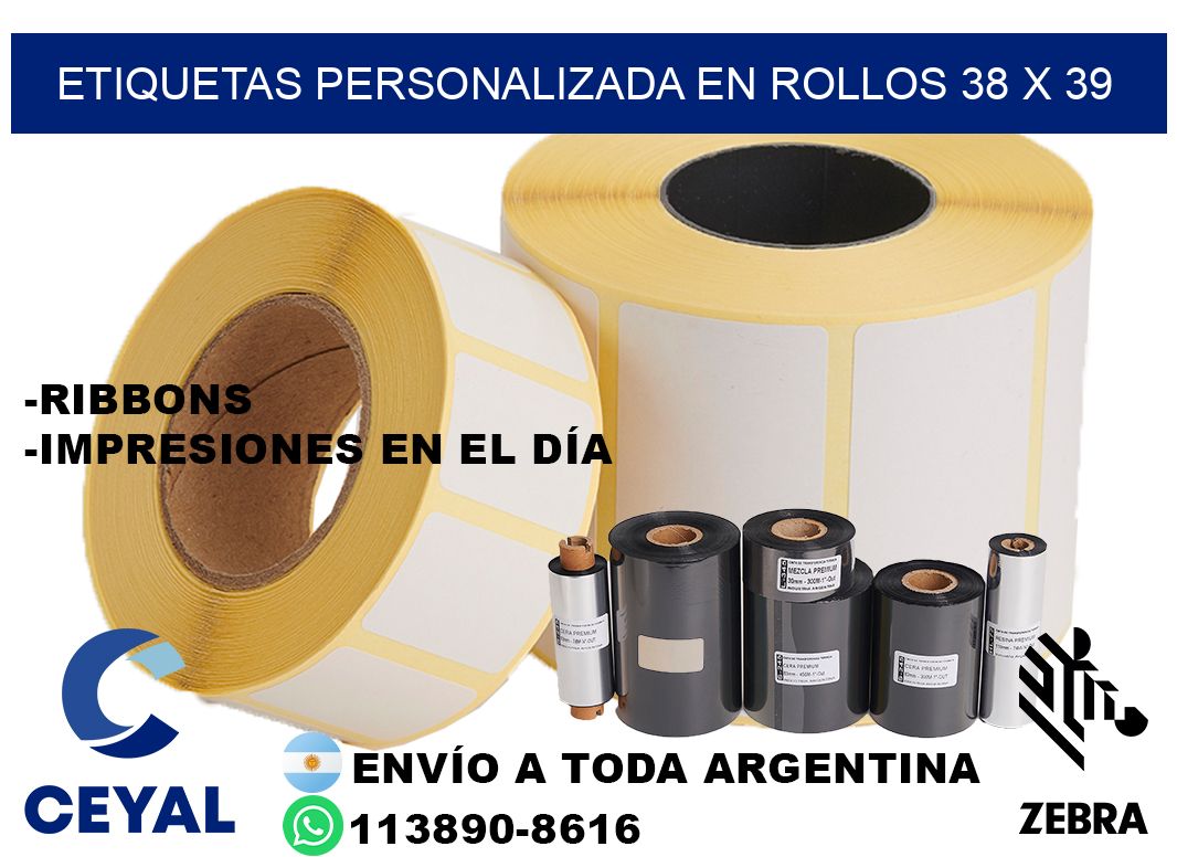 etiquetas personalizada en rollos 38 x 39