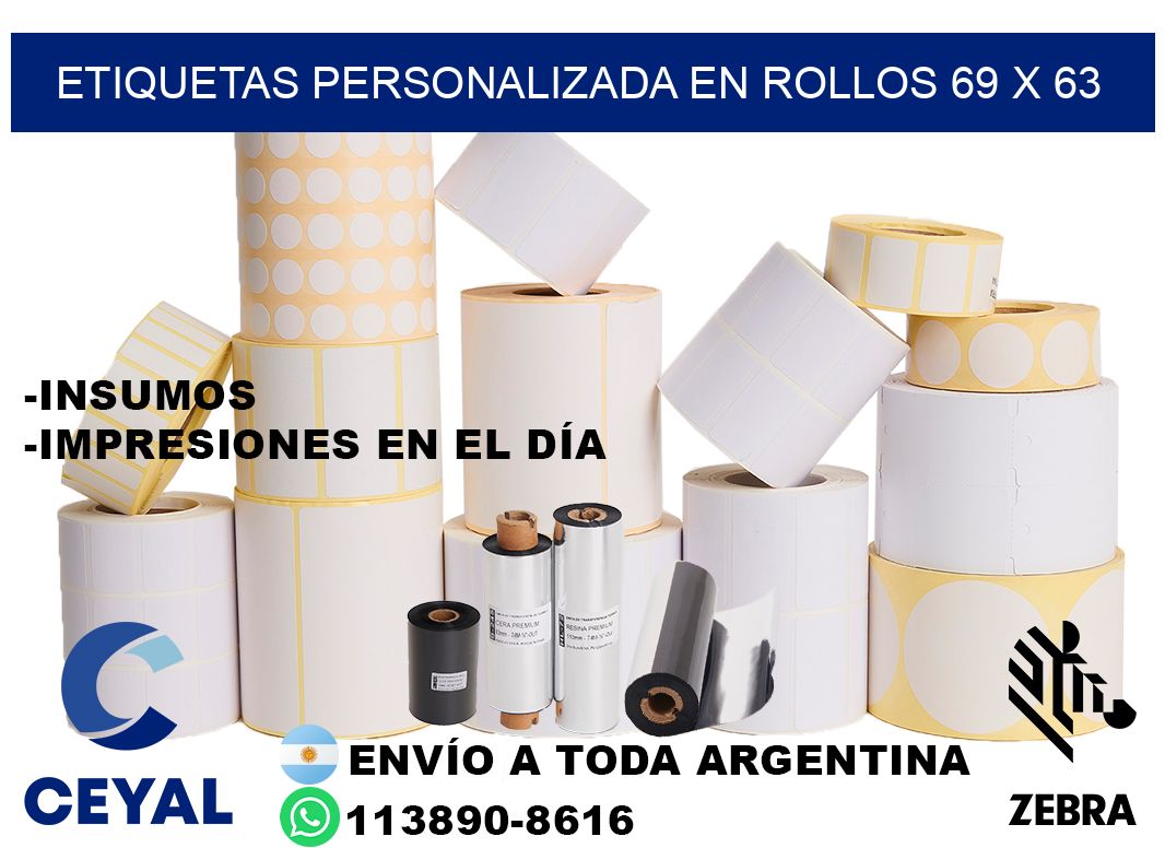 etiquetas personalizada en rollos 69 x 63