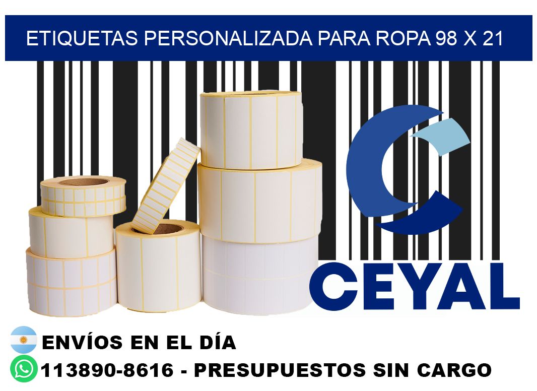 etiquetas personalizada para ropa 98 x 21