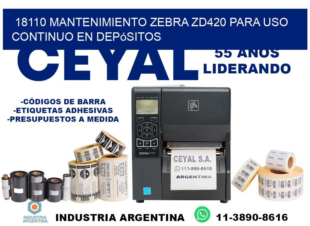 18110 mantenimiento zebra zd420 para uso continuo en depósitos