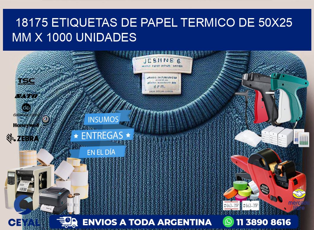 18175 Etiquetas De Papel Termico De 50×25 Mm X 1000 Unidades