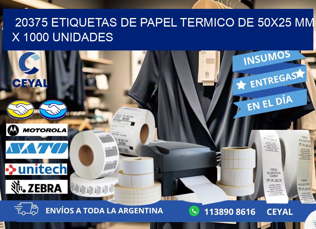20375 Etiquetas De Papel Termico De 50x25 Mm X 1000 Unidades