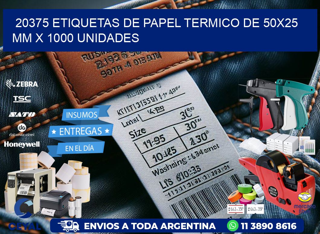 20375 Etiquetas De Papel Termico De 50×25 Mm X 1000 Unidades