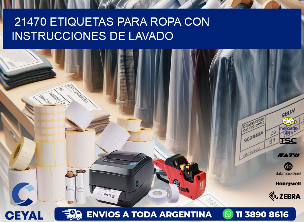 21470 etiquetas para ropa con instrucciones de lavado