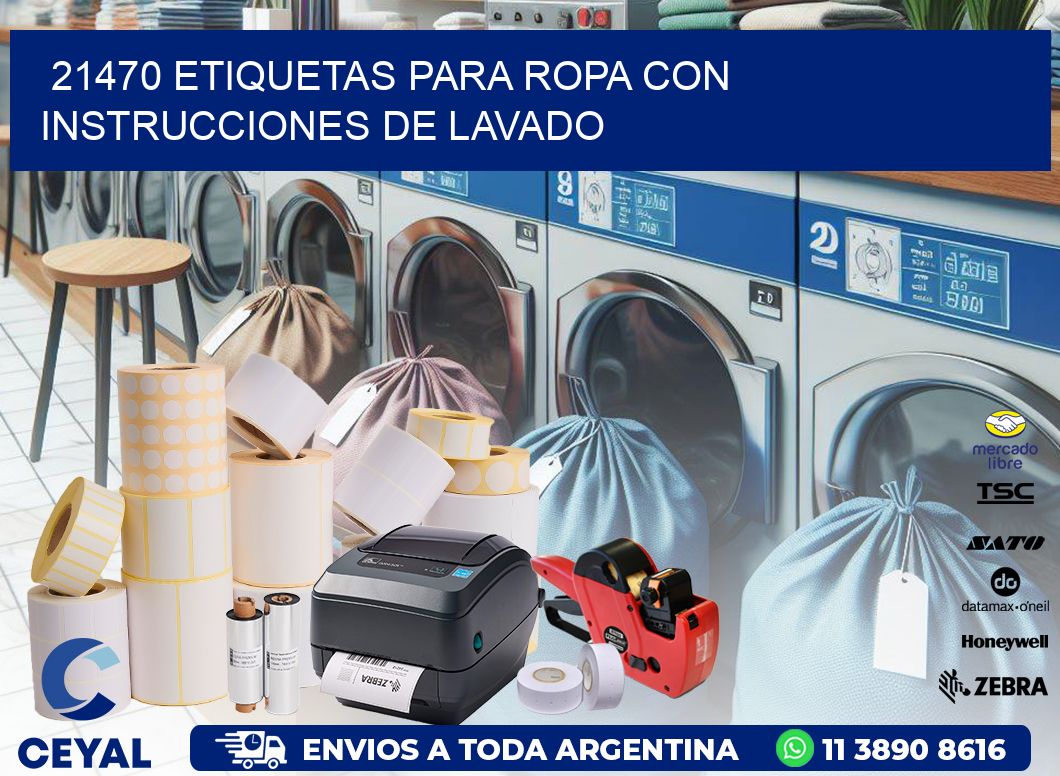 21470 etiquetas para ropa con instrucciones de lavado