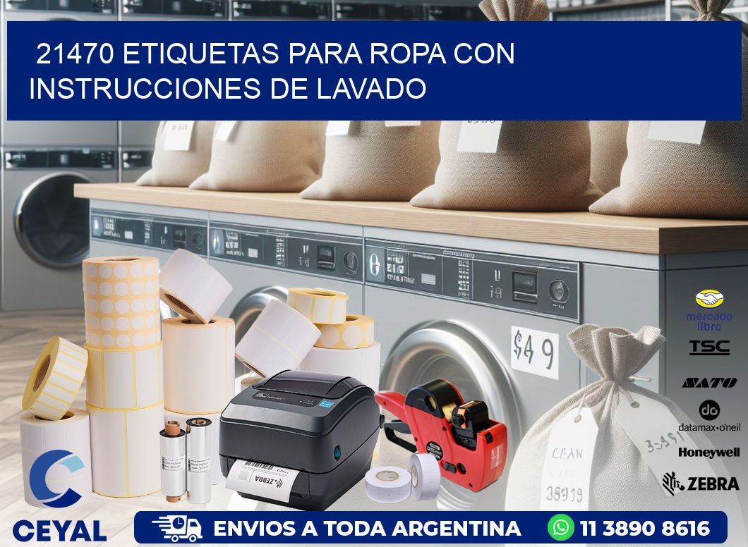 21470 etiquetas para ropa con instrucciones de lavado
