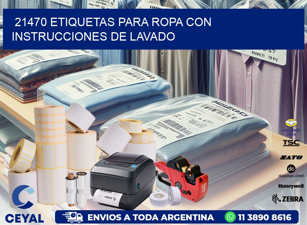 21470 etiquetas para ropa con instrucciones de lavado