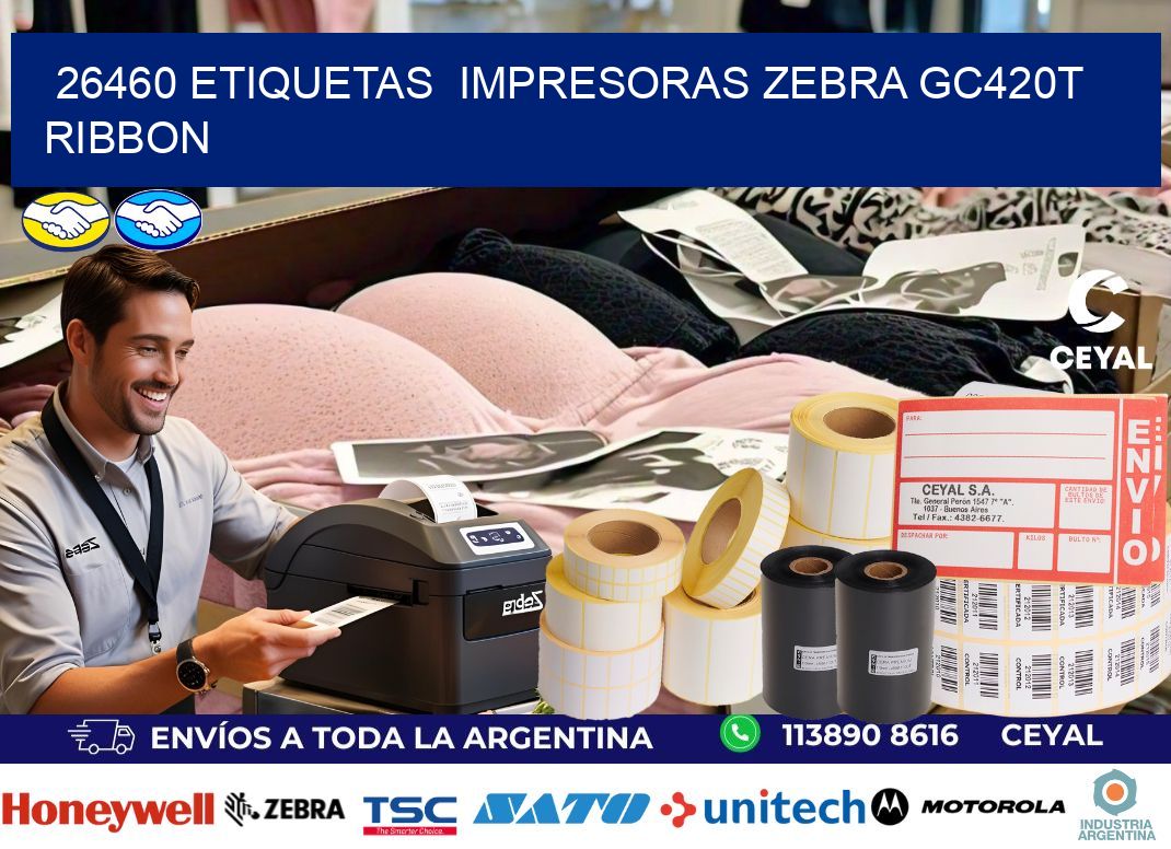 26460 etiquetas  impresoras zebra gc420t ribbon