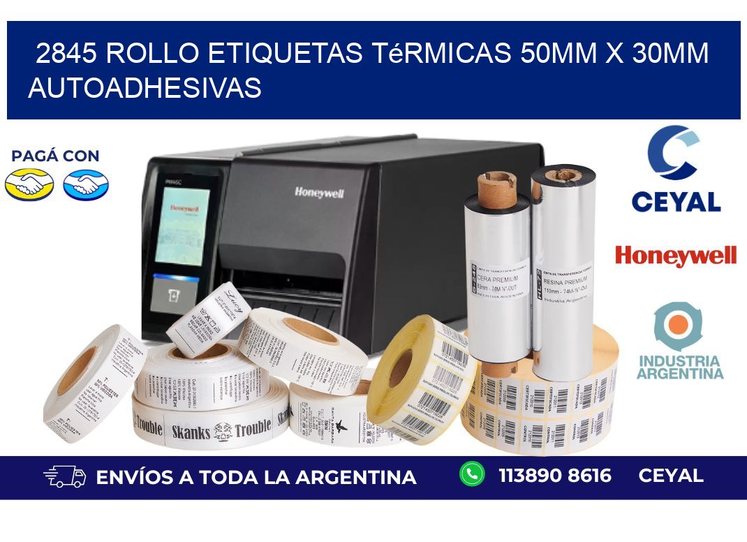2845 Rollo Etiquetas Térmicas 50mm X 30mm Autoadhesivas