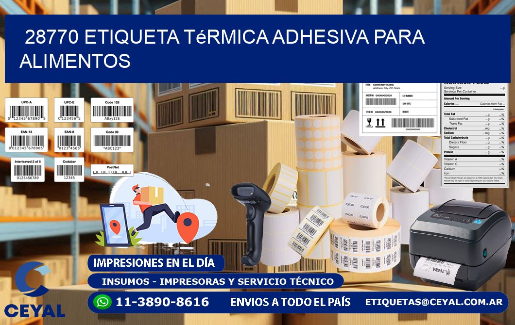 28770 Etiqueta térmica adhesiva para Alimentos