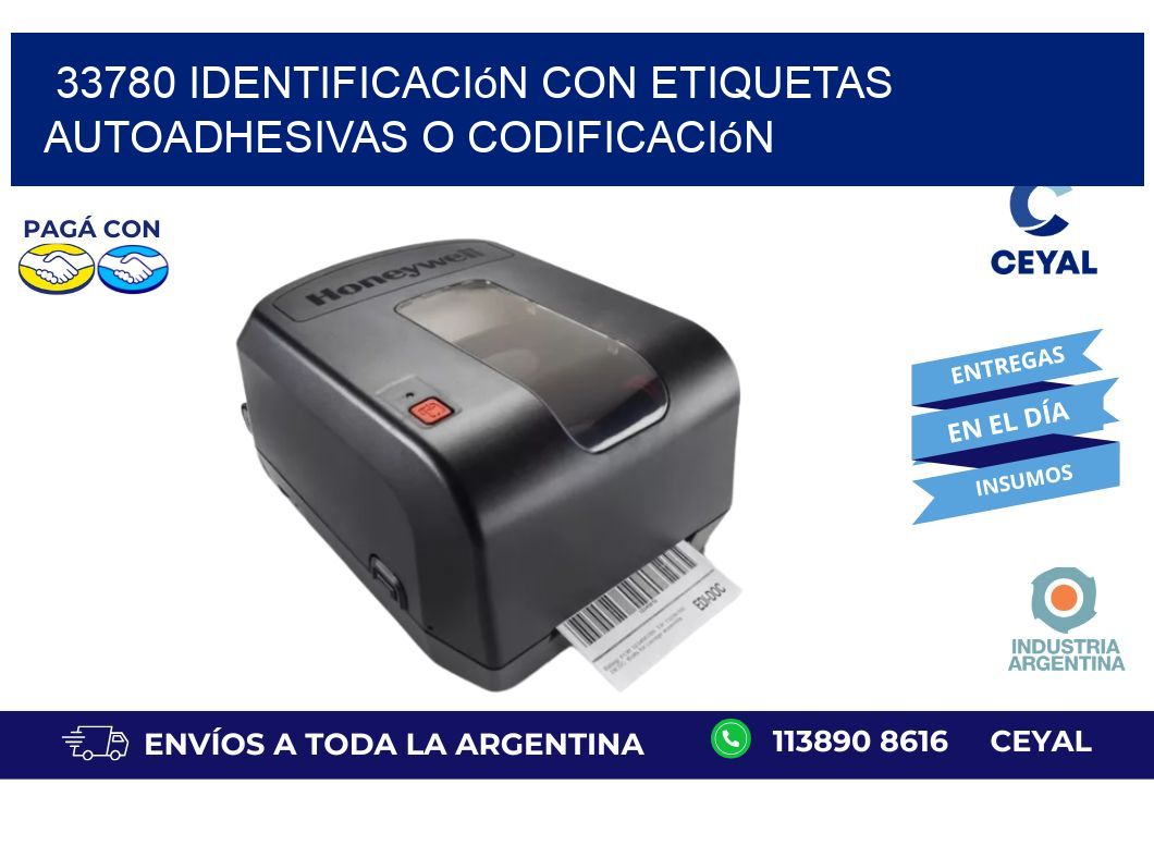 33780 identificación con etiquetas autoadhesivas o codificación