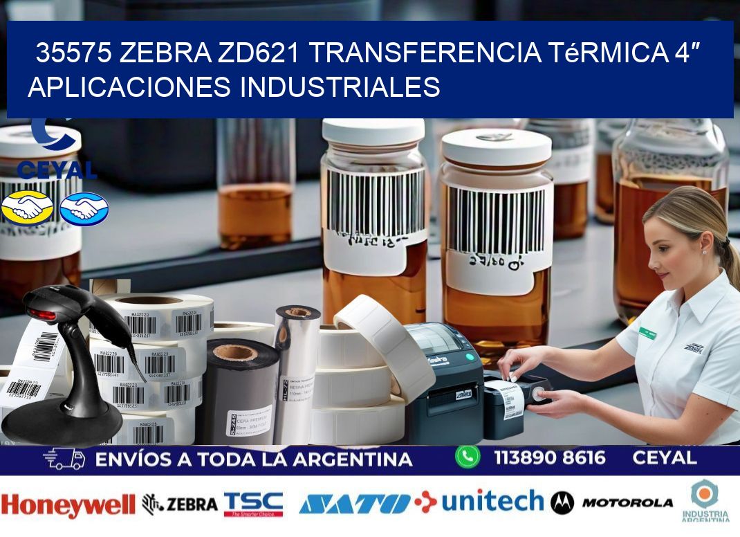 35575 Zebra ZD621 transferencia térmica 4″ aplicaciones industriales