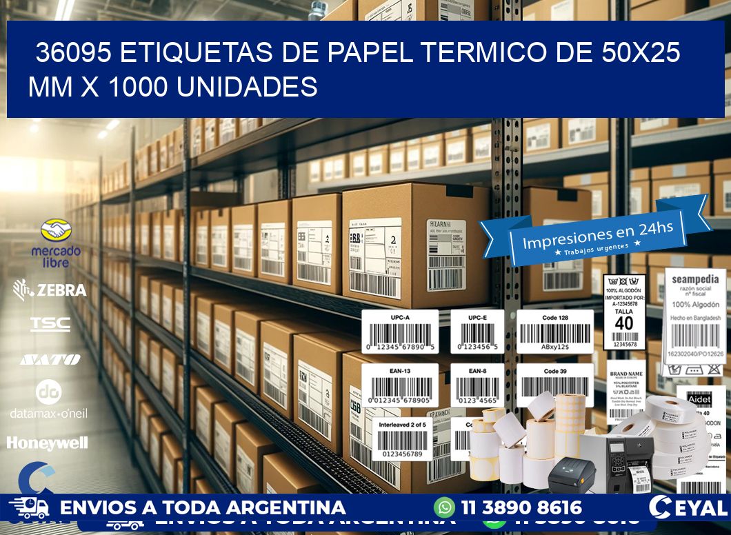 36095 Etiquetas De Papel Termico De 50x25 Mm X 1000 Unidades