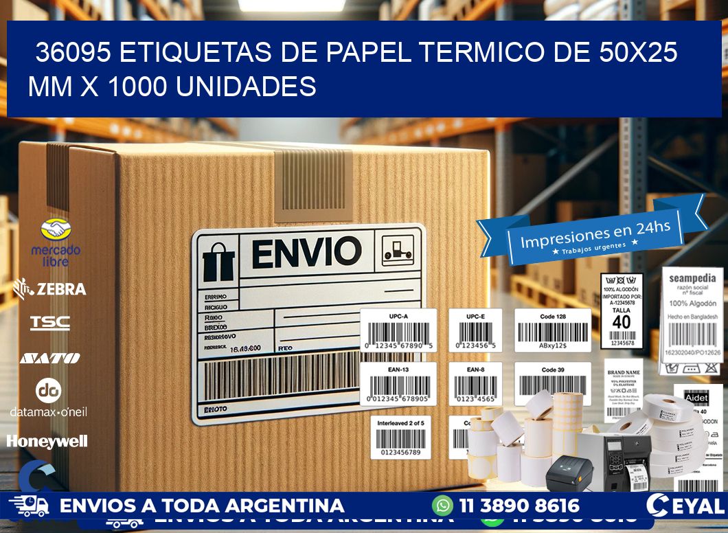 36095 Etiquetas De Papel Termico De 50x25 Mm X 1000 Unidades