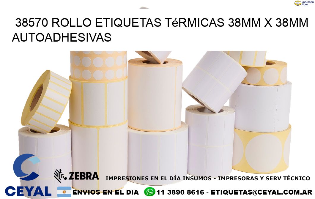 38570 Rollo Etiquetas Térmicas 38mm X 38mm Autoadhesivas