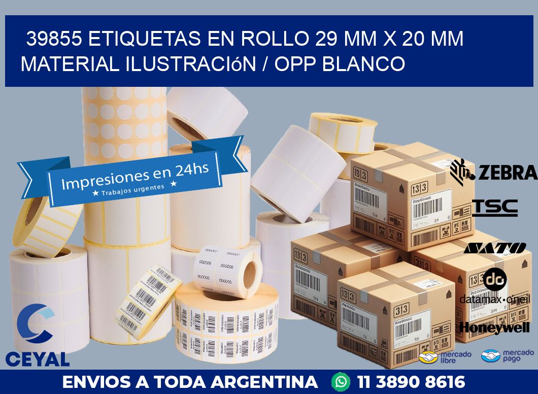 39855 Etiquetas en rollo 29 mm x 20 mm material Ilustración / OPP Blanco
