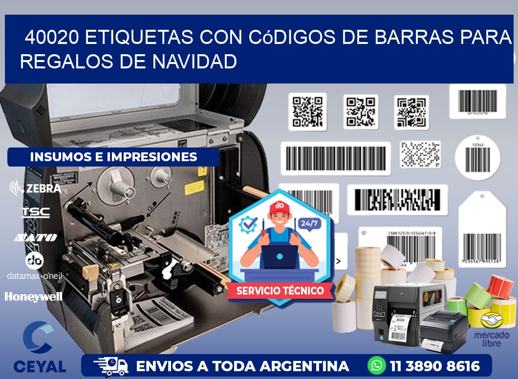 40020 etiquetas con códigos de barras para regalos de navidad