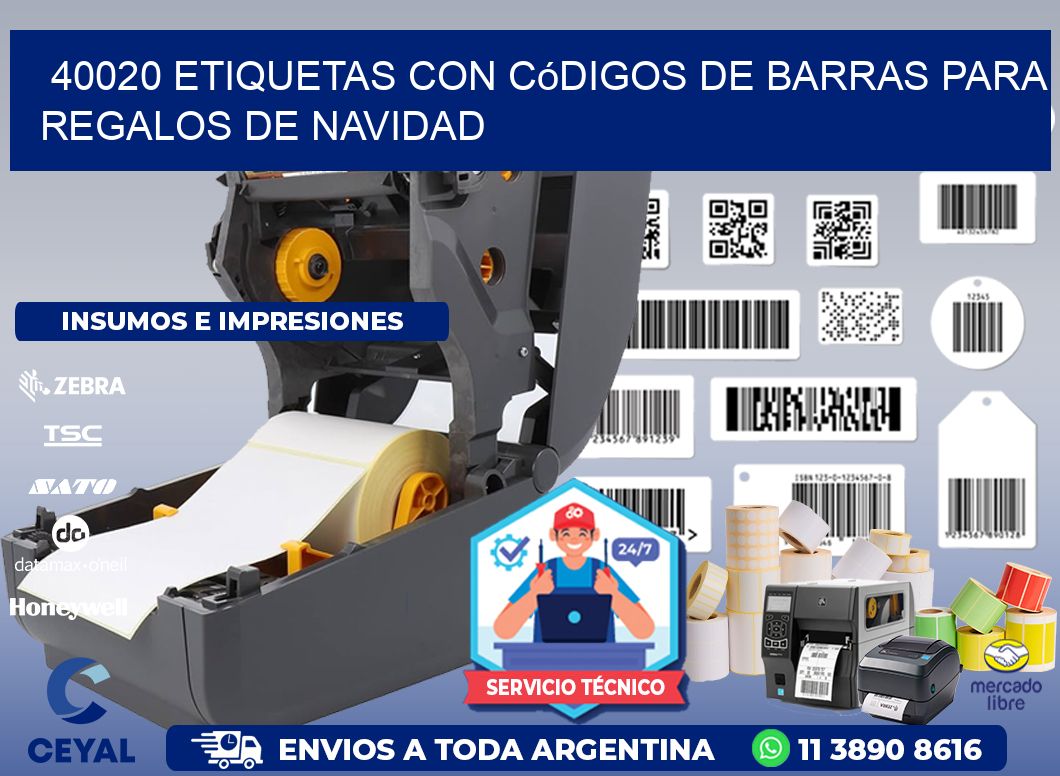 40020 etiquetas con códigos de barras para regalos de navidad