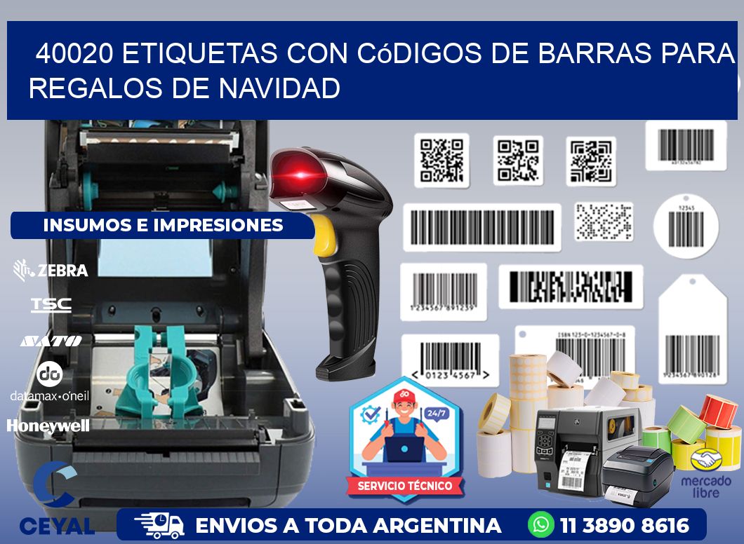 40020 etiquetas con códigos de barras para regalos de navidad