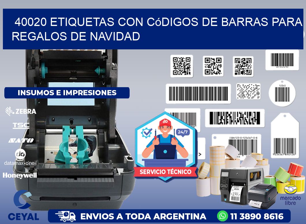 40020 etiquetas con códigos de barras para regalos de navidad