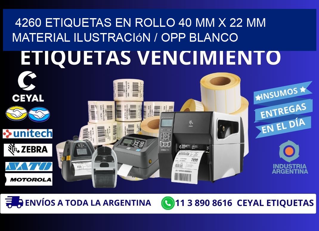 4260 Etiquetas en rollo 40 mm x 22 mm material Ilustración / OPP Blanco