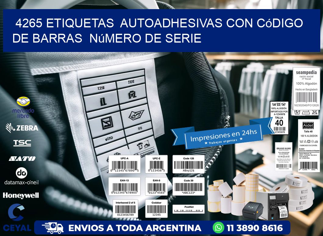 4265 etiquetas  autoadhesivas con código de barras  número de serie
