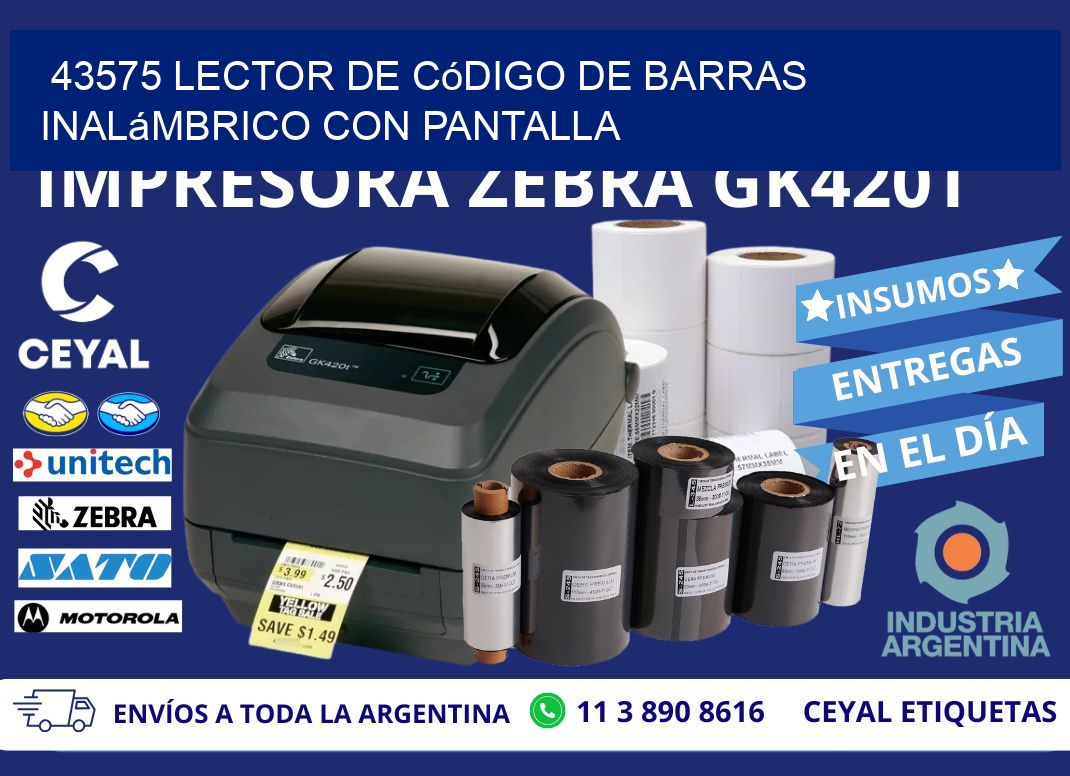 43575 Lector de código de barras inalámbrico con Pantalla