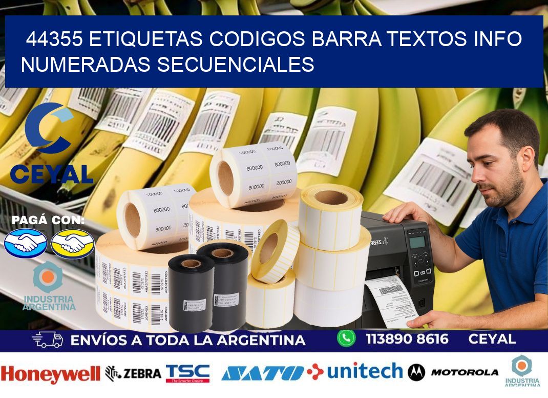 44355 Etiquetas Codigos Barra Textos Info Numeradas Secuenciales