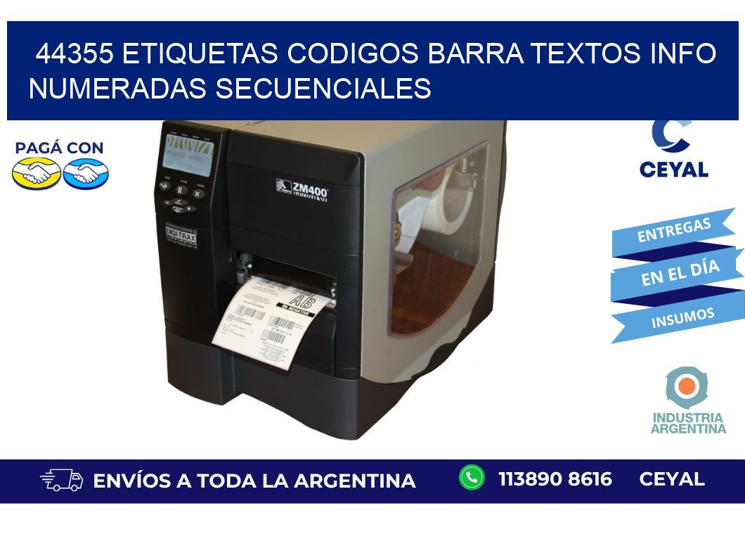 44355 Etiquetas Codigos Barra Textos Info Numeradas Secuenciales
