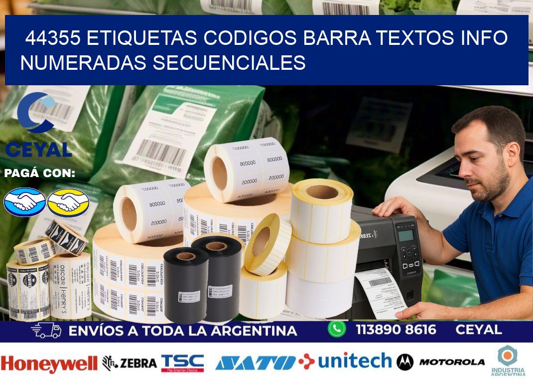 44355 Etiquetas Codigos Barra Textos Info Numeradas Secuenciales