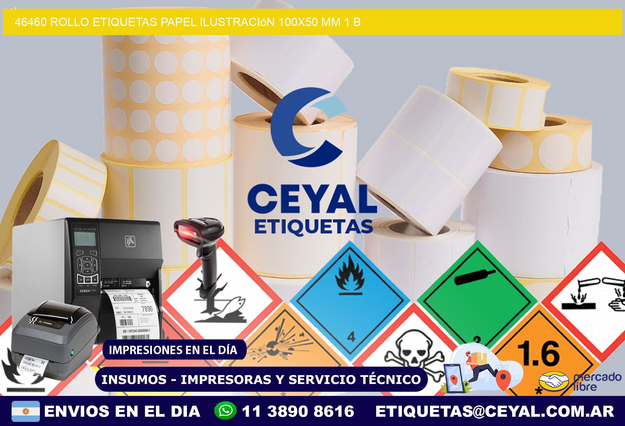 46460 Rollo Etiquetas Papel Ilustración 100x50 Mm 1 B