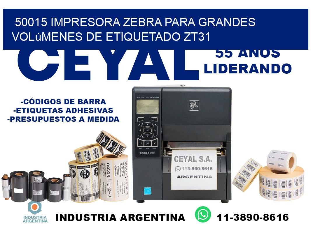 50015 impresora Zebra para grandes volúmenes de etiquetado ZT31
