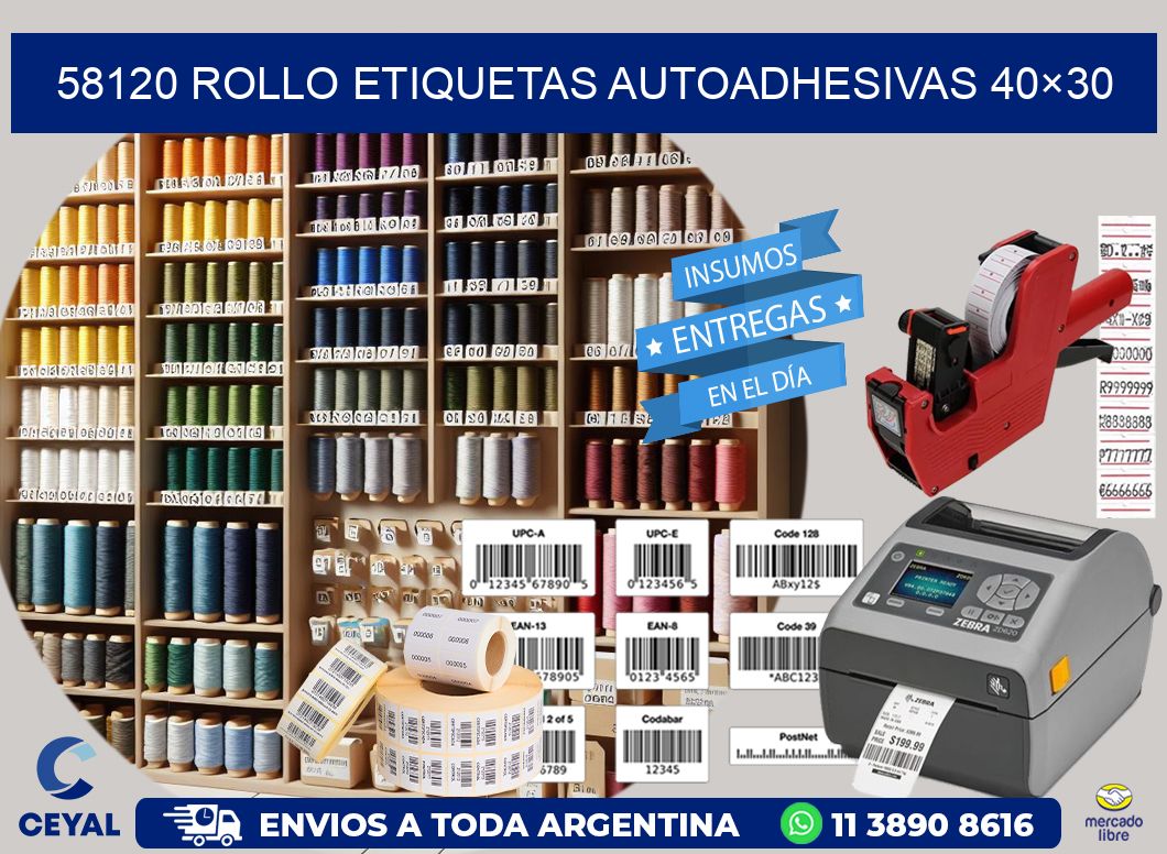 58120 Rollo Etiquetas autoadhesivas 40×30