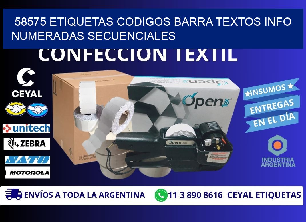 58575 Etiquetas Codigos Barra Textos Info Numeradas Secuenciales