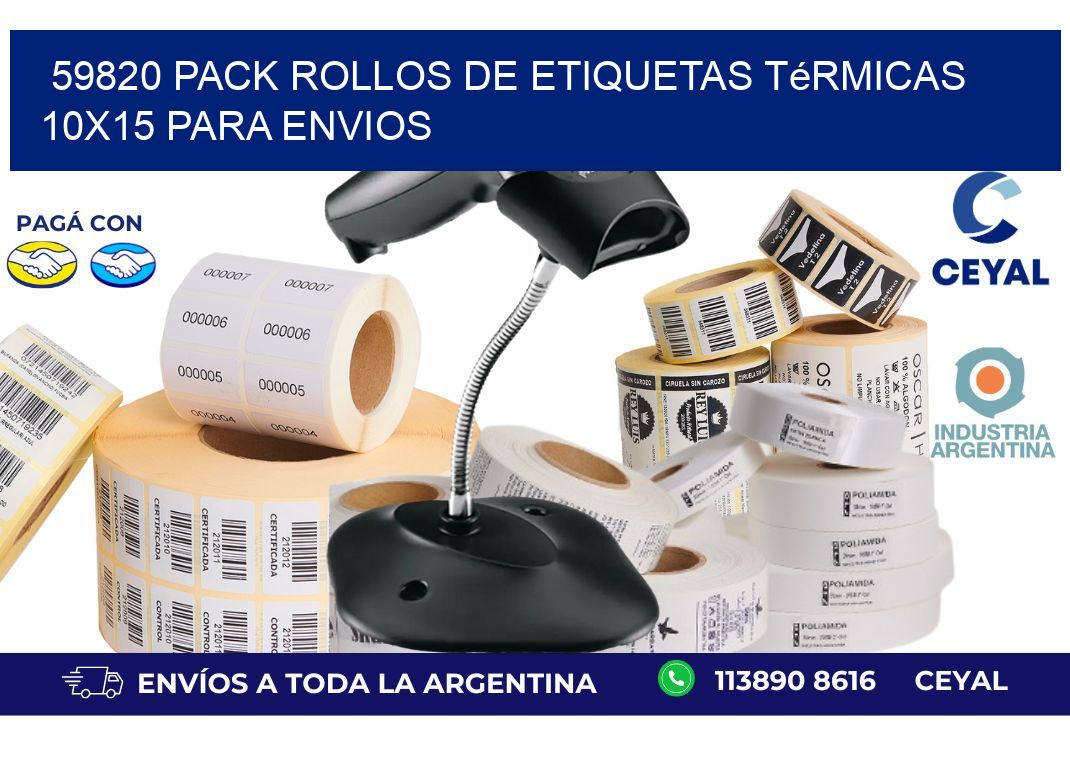 59820 pack rollos de etiquetas térmicas 10x15 para Envios