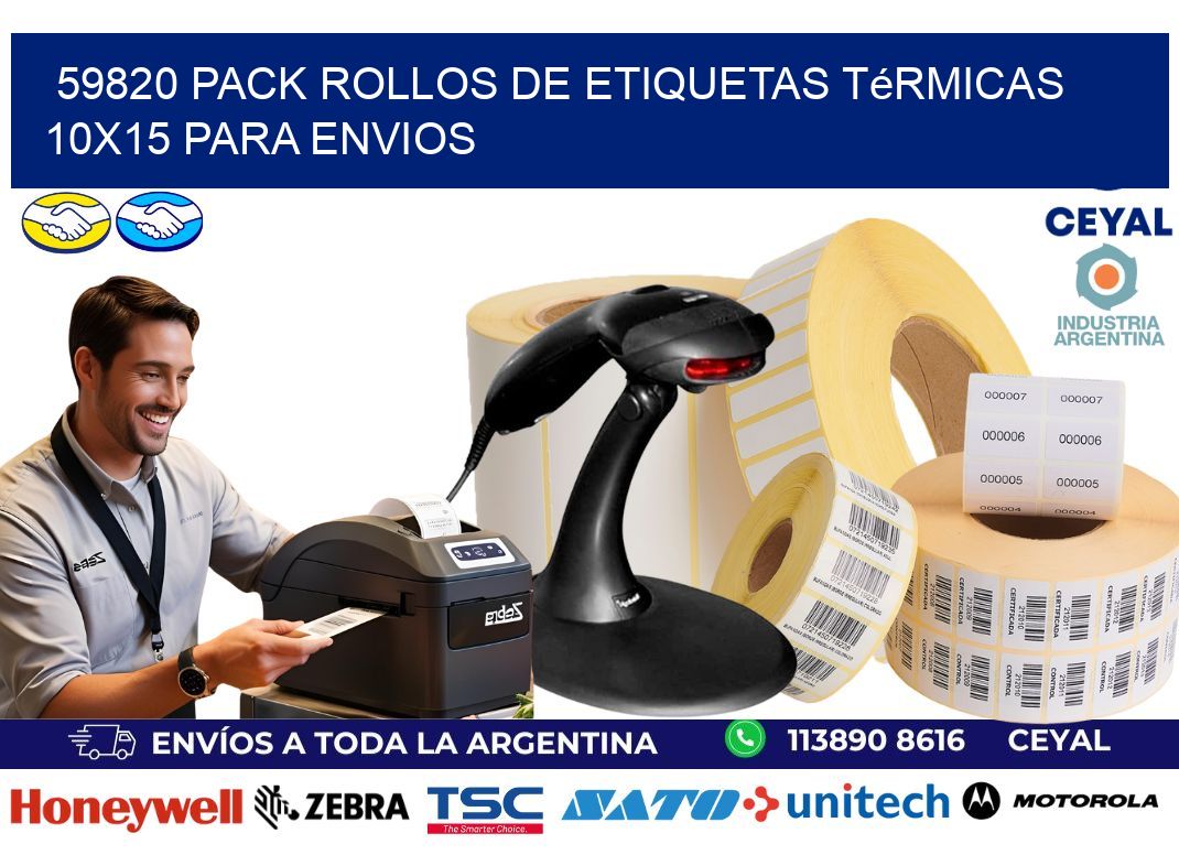 59820 pack rollos de etiquetas térmicas 10×15 para Envios