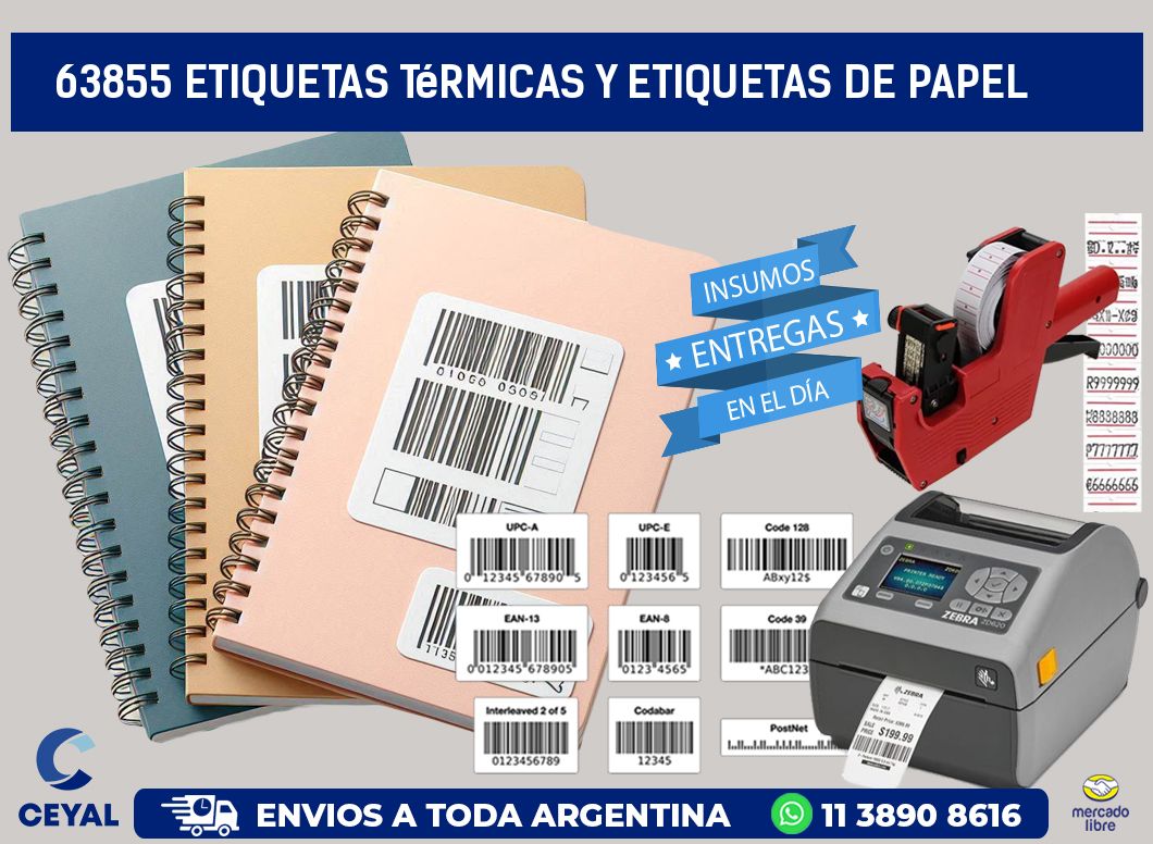 63855 etiquetas térmicas y etiquetas de papel
