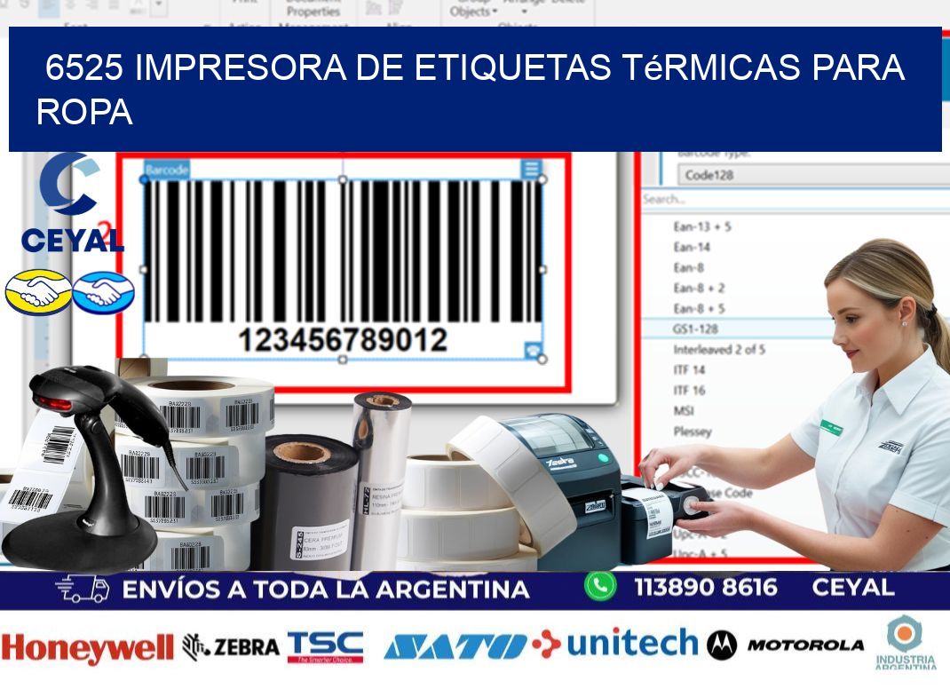 6525 impresora de etiquetas térmicas para ropa