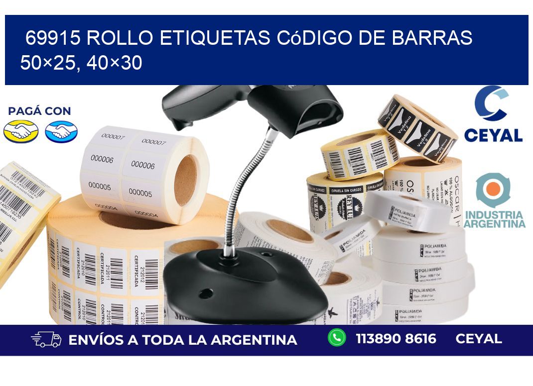 69915 rollo etiquetas código de barras 50×25, 40×30