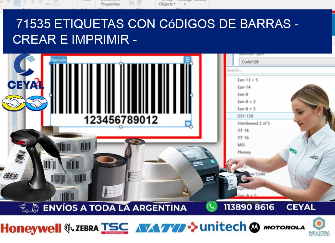 71535 etiquetas con códigos de barras - Crear e imprimir -