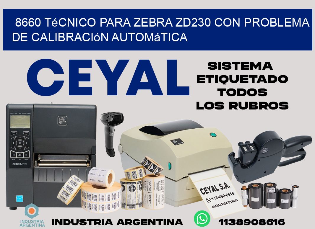 8660 técnico para zebra zd230 con problema de calibración automática